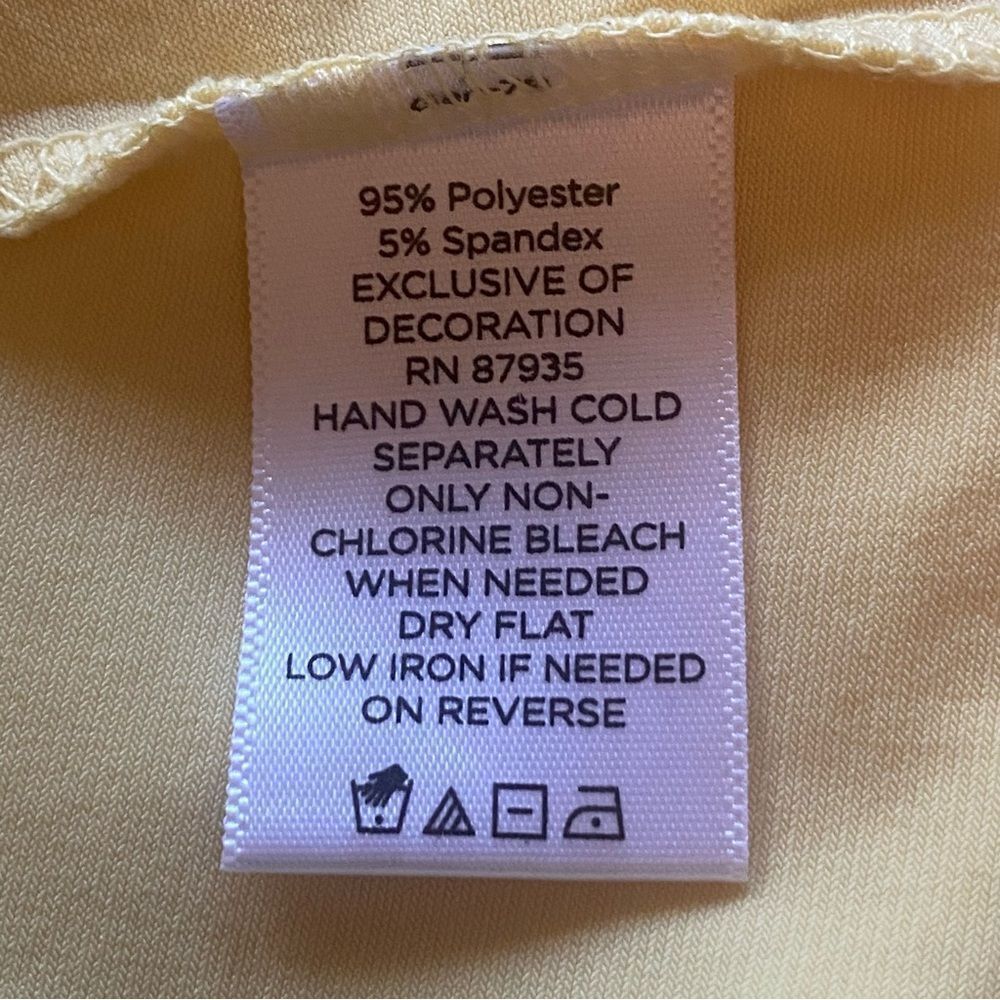 Susan Graver Bright Yellow Sleeveless Ruffle Neck Top Size Medium - Picture 4 of 8